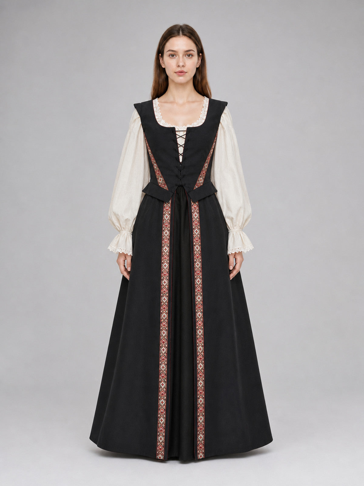 Medieval-Style Lace-Up Dress front view