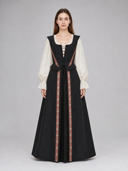 Medieval-Style Lace-Up Dress front view