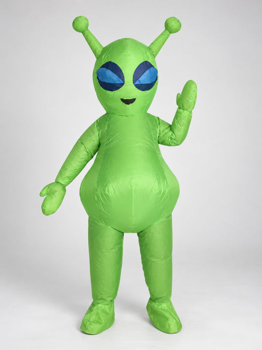 Inflatable Green Alien Costume with Antennas