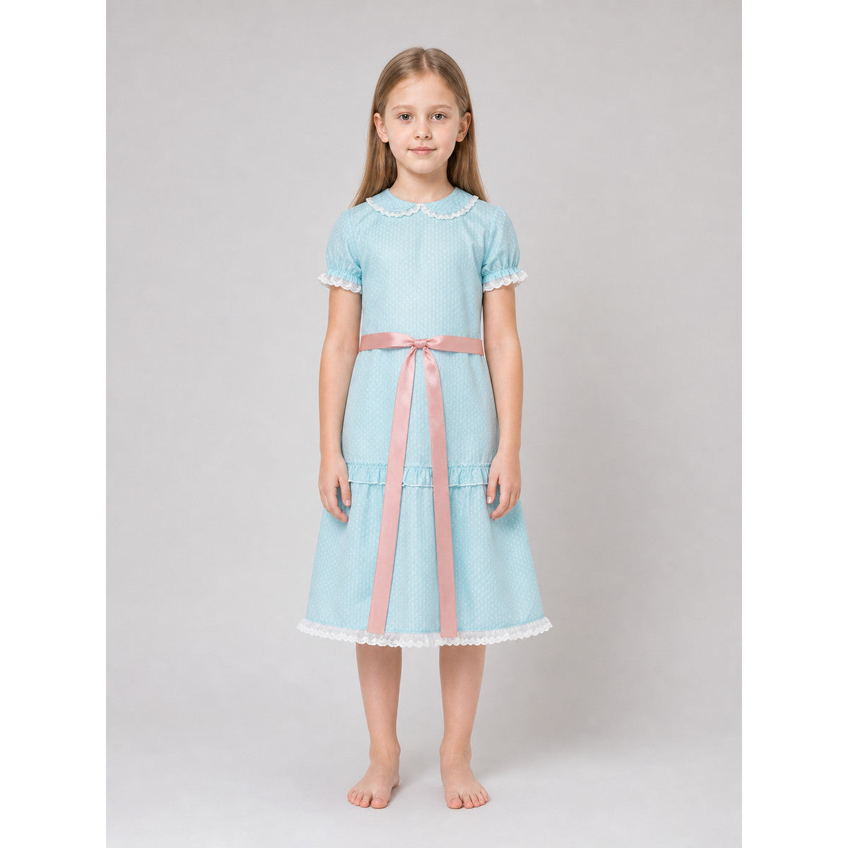 Cosplay Dress with Collar, Belt, and Ruffles on-model view