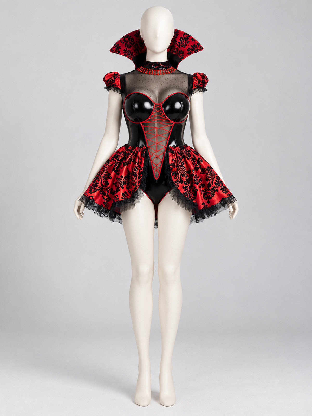 Gothic Carnival Costume with a Corset-Style Bodice on-model view