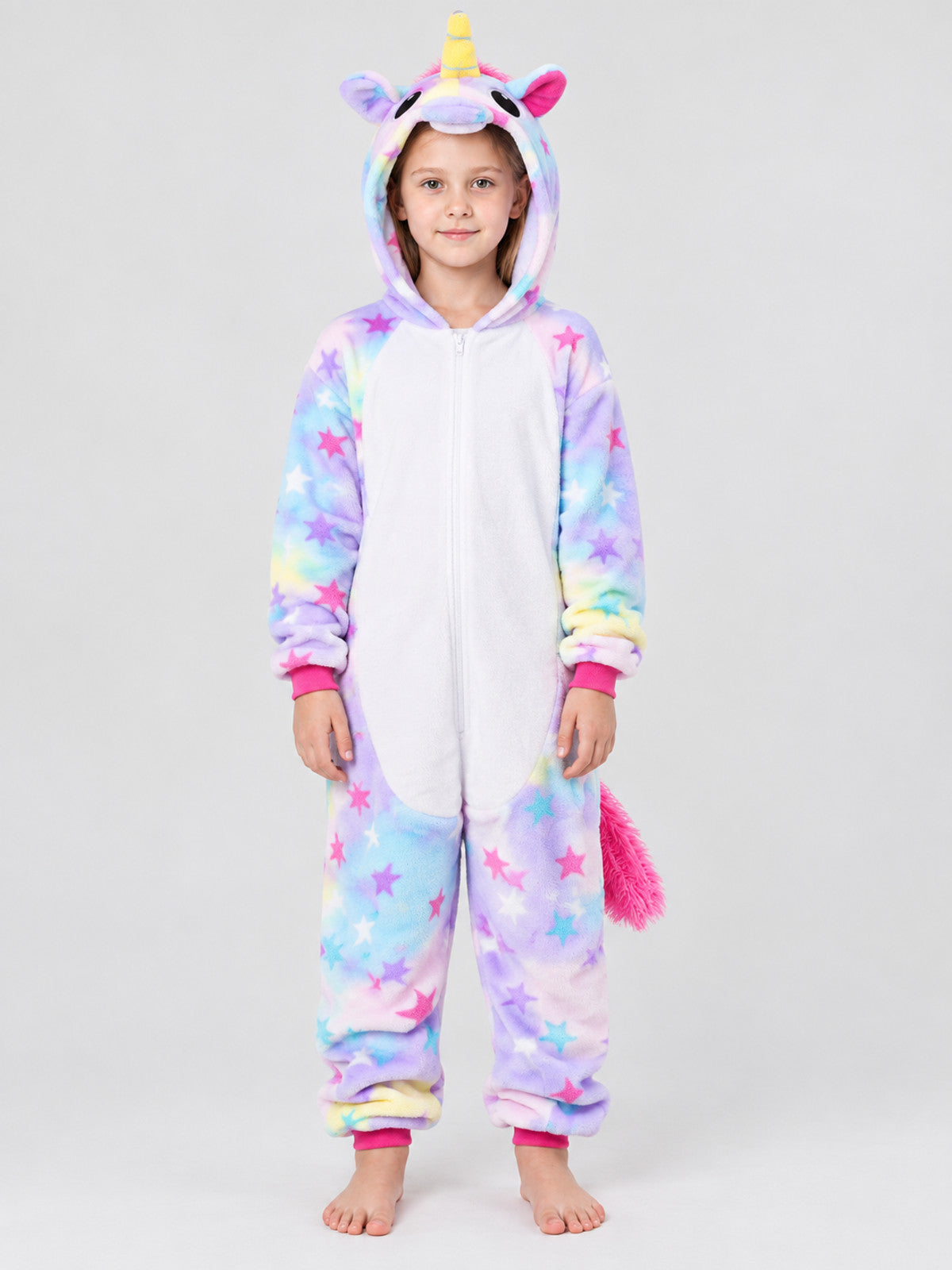 Kids' Hooded One-Piece Pajama with Horn and Ears