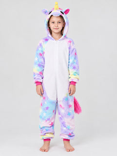 Kids' Hooded One-Piece Pajama with Horn and Ears