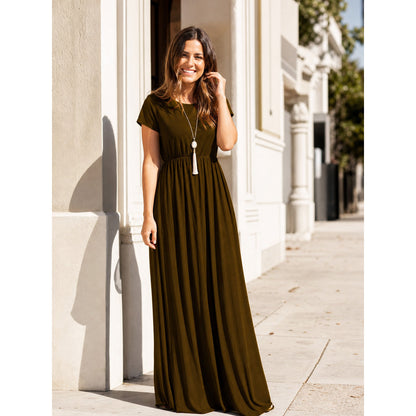 Maxi Dress with a V-Neck and Vertical Texture