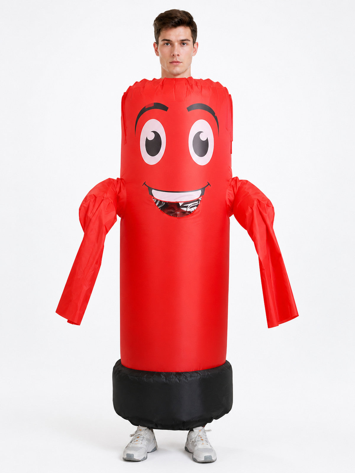 Inflatable Red Smiley Costume for Parties and Halloween front view