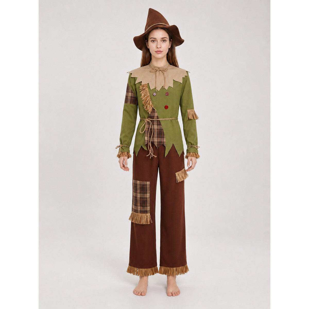 Scarecrow Costume with Hat and Scarf for Cosplay