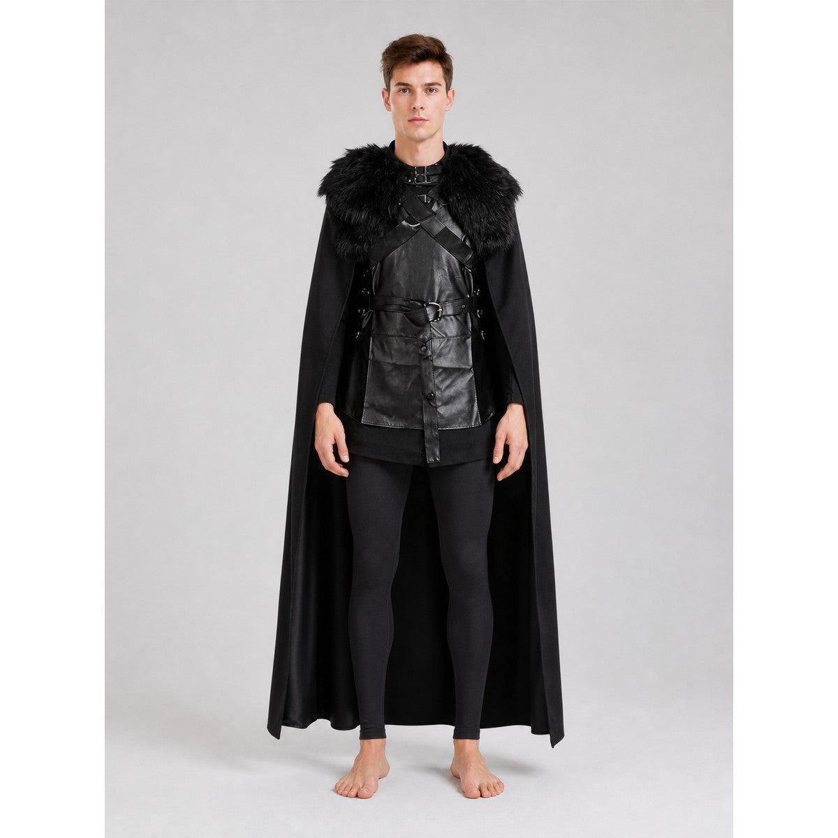 Jon Snow Cosplay Costume with Black Cloak