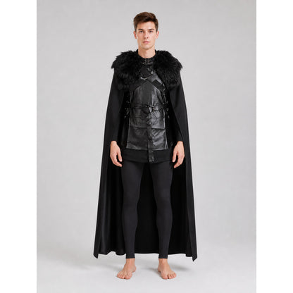 Jon Snow Cosplay Costume with Black Cloak
