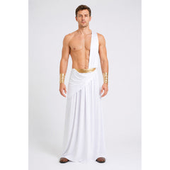 White Ancient Greek Toga with Gold Belt