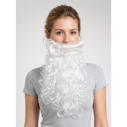 White Carnival Wig with Santa Claus Beard main product view