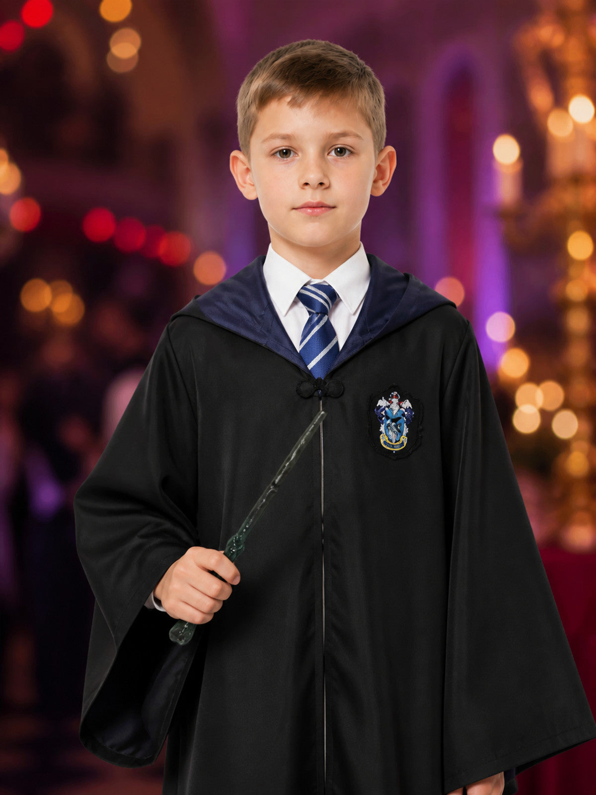 Harry Potter Ravenclaw Hooded Robe for Cosplay on-model view