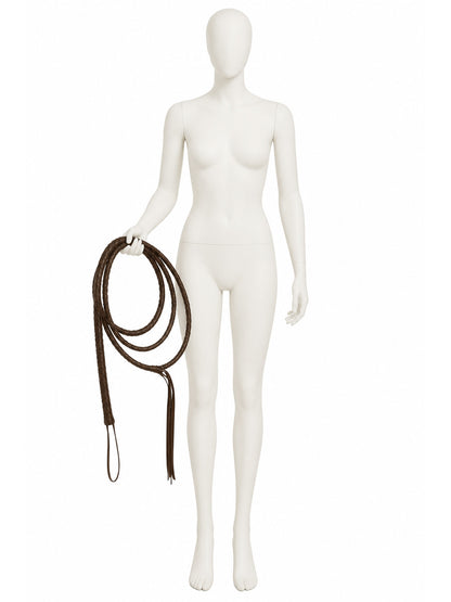 Women Halloween Cowgirl Costume Whip Prop, Brown Braided with Split Ends and