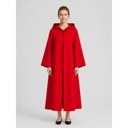Red Hooded Cloak with Zipper for Halloween Cosplay on-model view