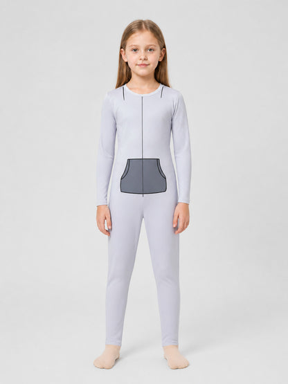 Children’s Animal Costume for Cosplay, Gray Jumpsuit on-model view