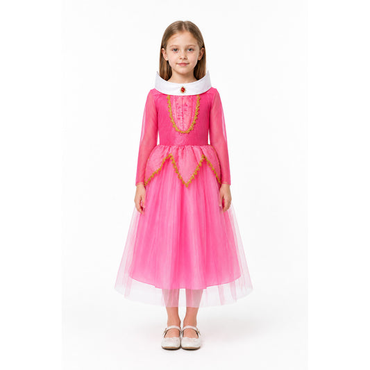 Full White, Pink, and Gold Princess Dress main product view
