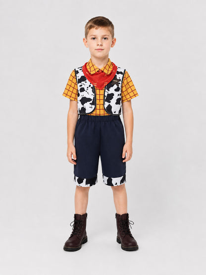 Woody Costume for Cosplay and Performances, 4-Piece Set on-model view