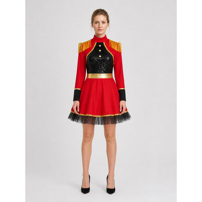 Red-and-Black Circus Ringmaster Costume with Epaulettes