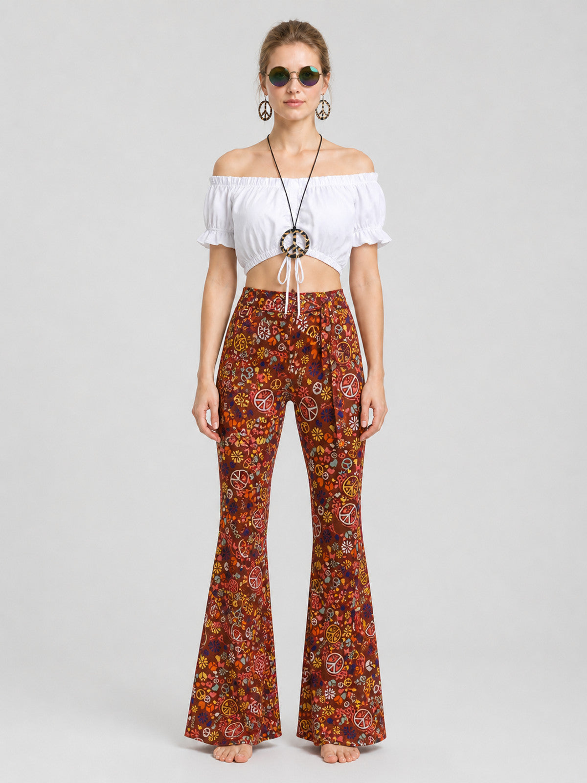 Party Costume: Top, Flare-Leg Pants, and Accessories on-model view