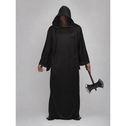 Black Hooded Cloak for Halloween and Cosplay on-model view