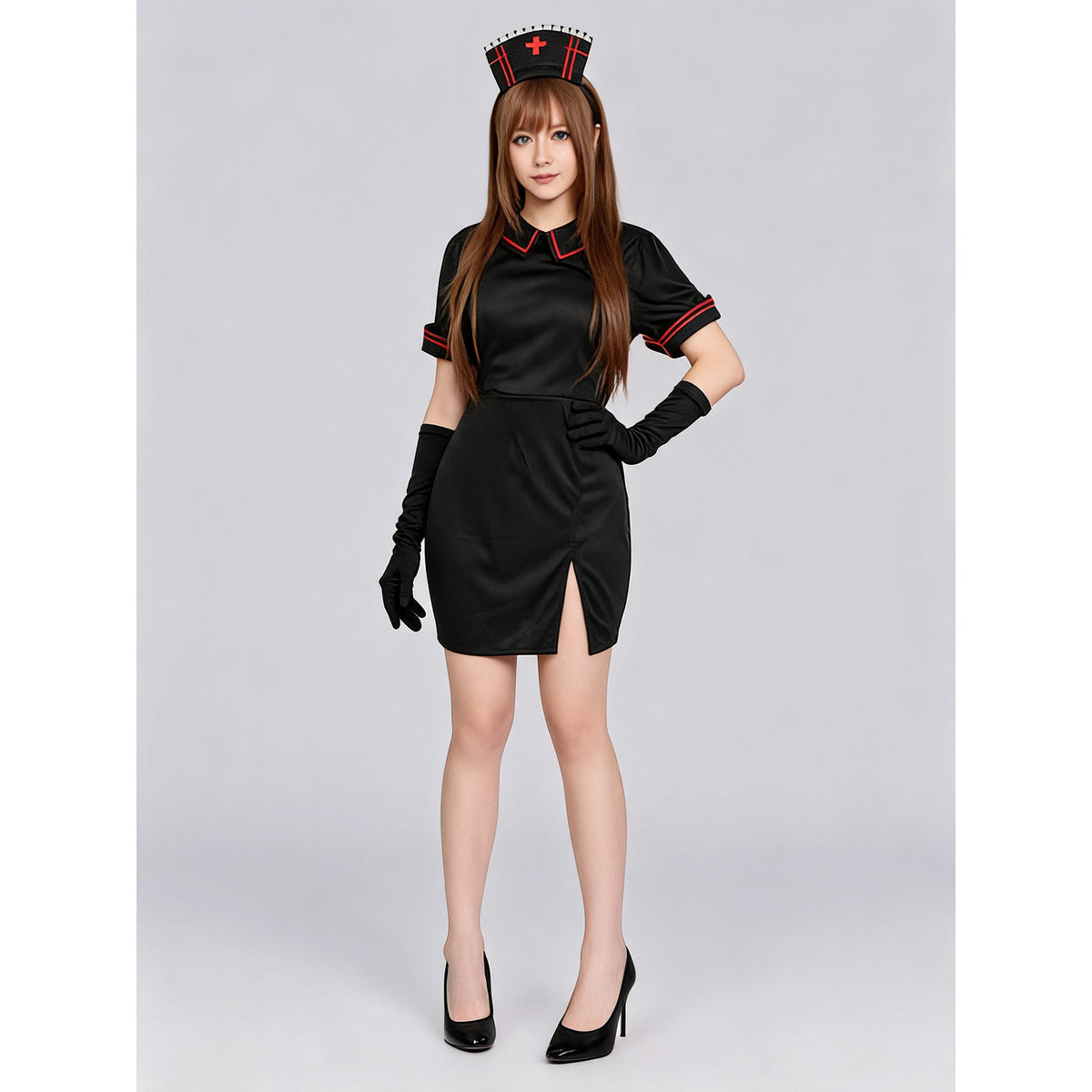 Vampire Nurse Costume for Masquerade on-model view