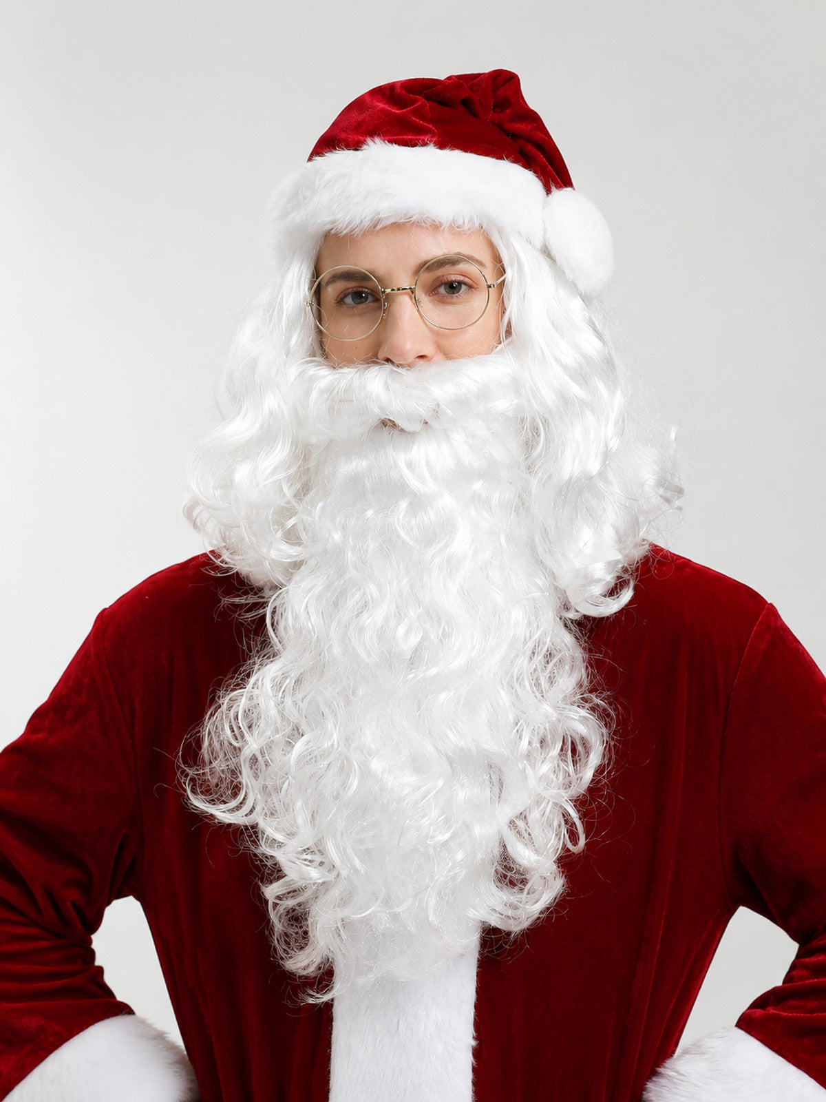 White Carnival Wig with Santa Claus Beard