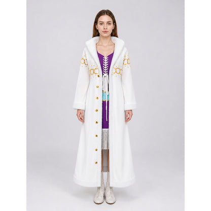 White Long Coat with Wide Collar