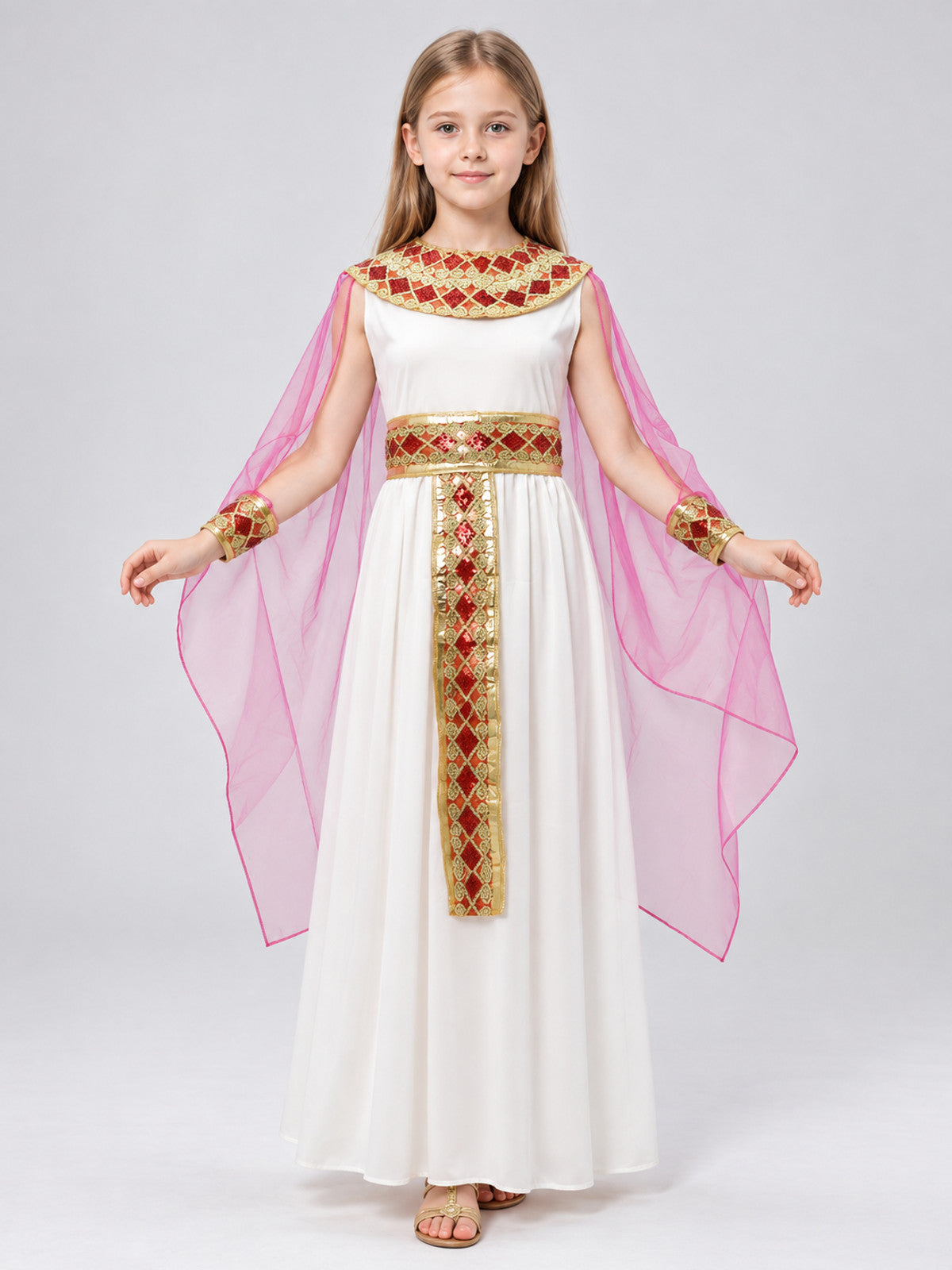 Egyptian-Style Carnival Costume, White with Cape