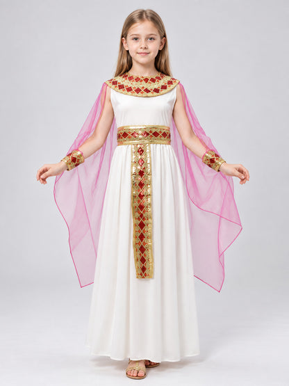 Egyptian-Style Carnival Costume, White with Cape