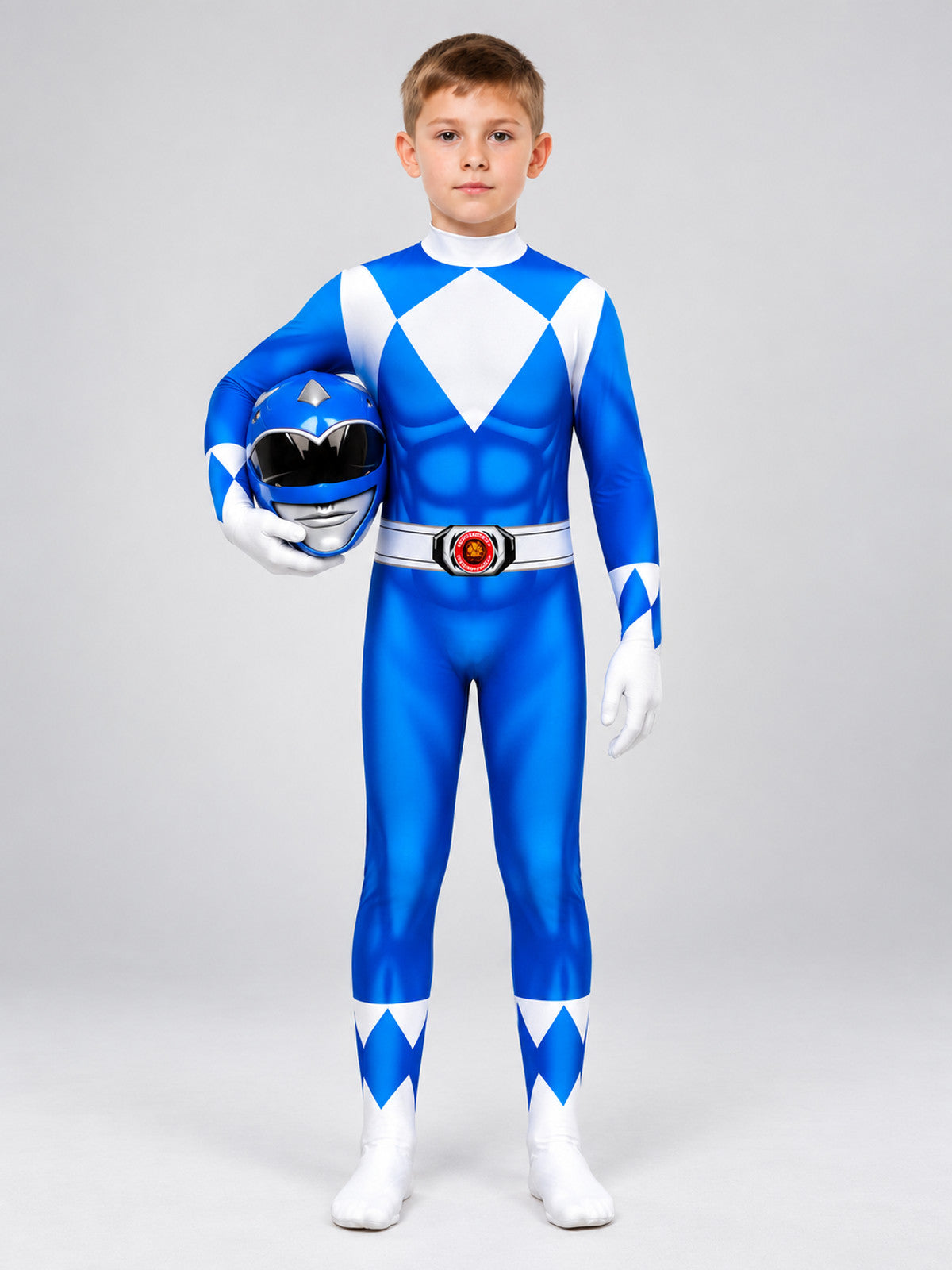 Blue Cosplay Costume Jumpsuit with Geometric Pattern