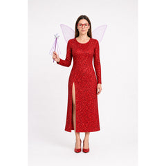 Shrek Fairy Godmother Red Long Cosplay Dress with High Slit