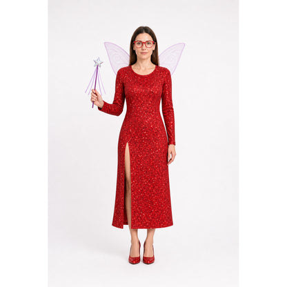 Red Long Cosplay Dress with High Slit main product view