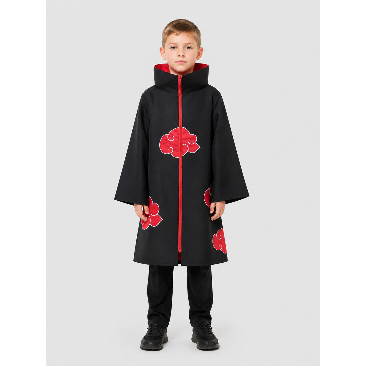 Naruto Akatsuki Cloak for Cosplay, Black with Red Pattern