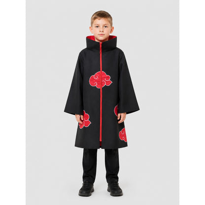 Naruto Akatsuki Cloak for Cosplay, Black with Red Pattern