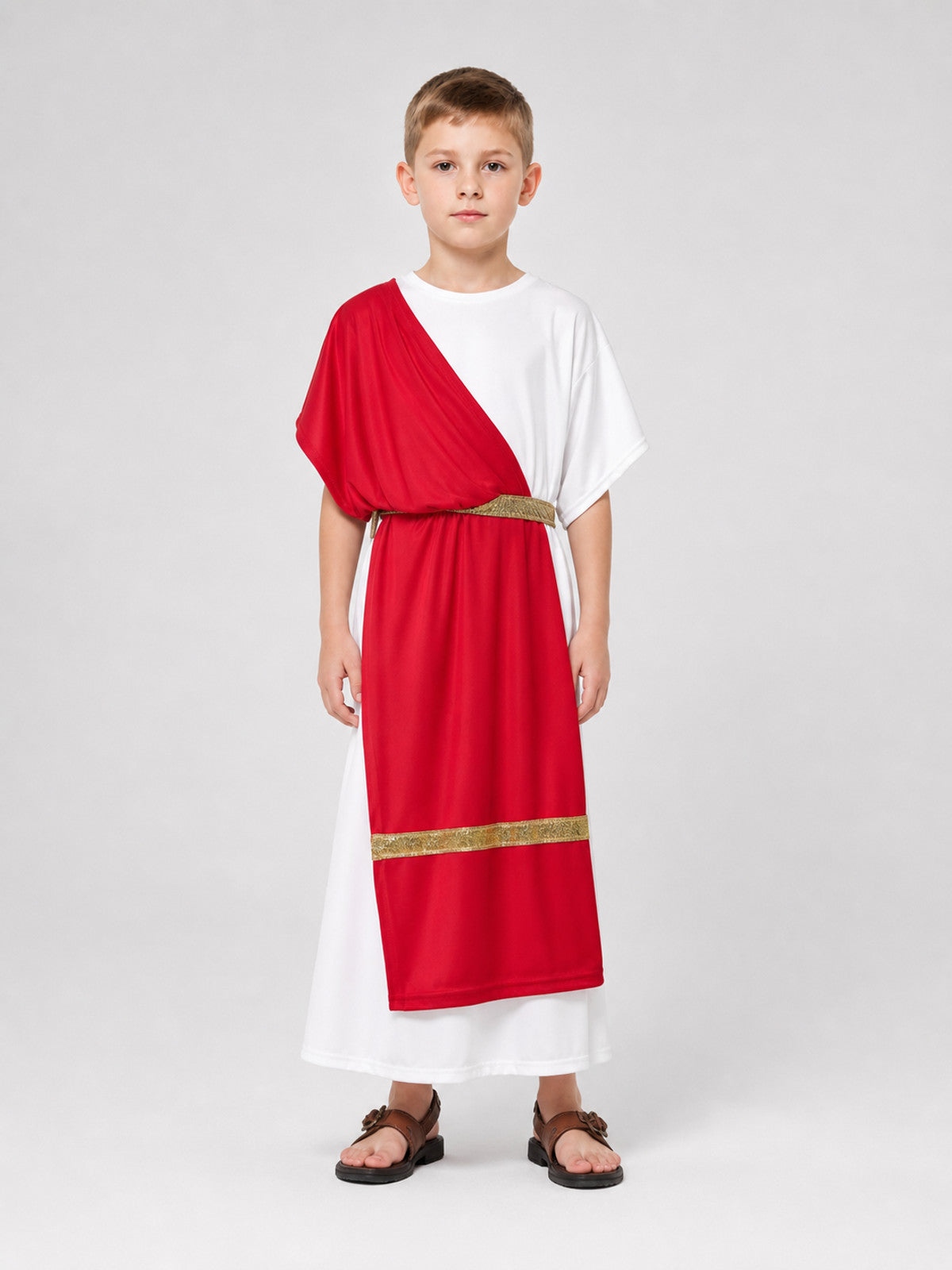 Ancient Greek Costume with Red and Gold Ribbons