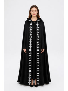 Long Black Hooded Cloak Cape