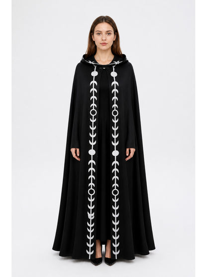 Long Black Hooded Cloak Cape main product view