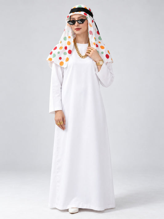 Carnival Costume with White Robe and Headscarf