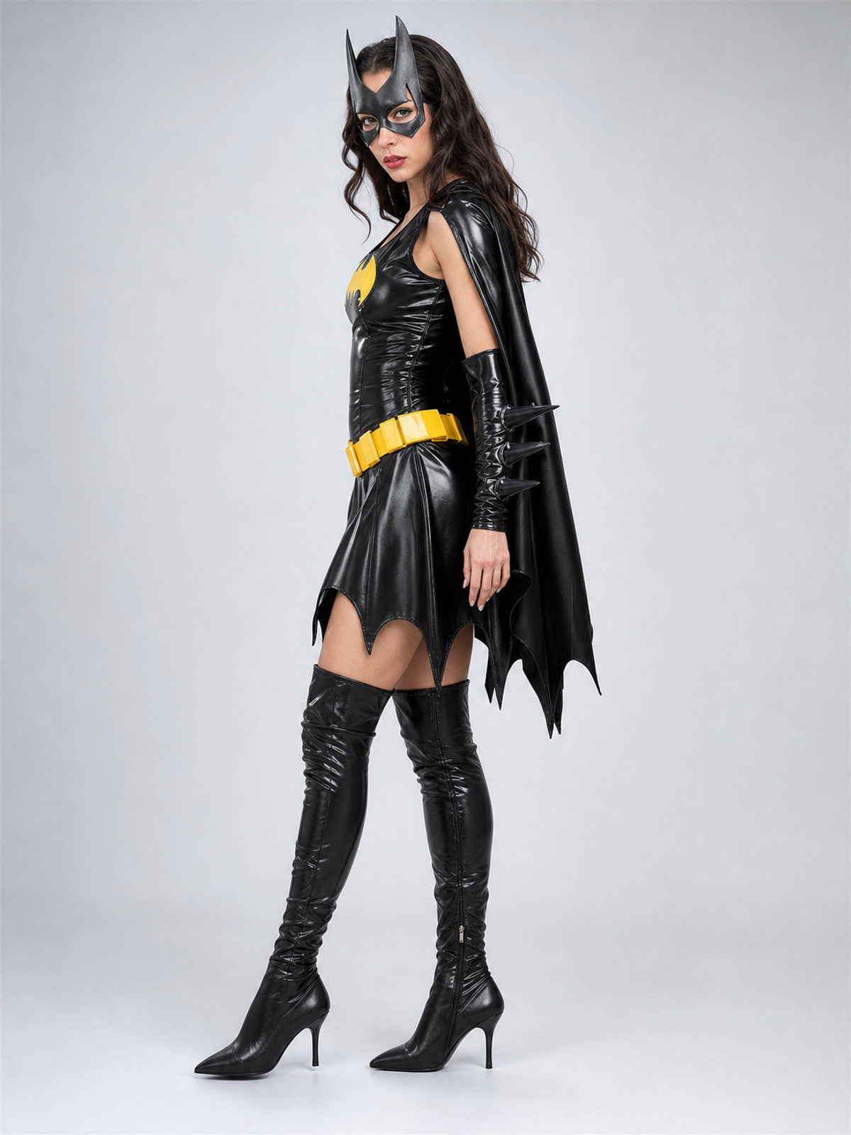 Bat Cosplay Costume with Mask and Cape side view