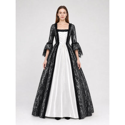 Gothic Vintage Floor-Length Dress with Sleeves on-model view