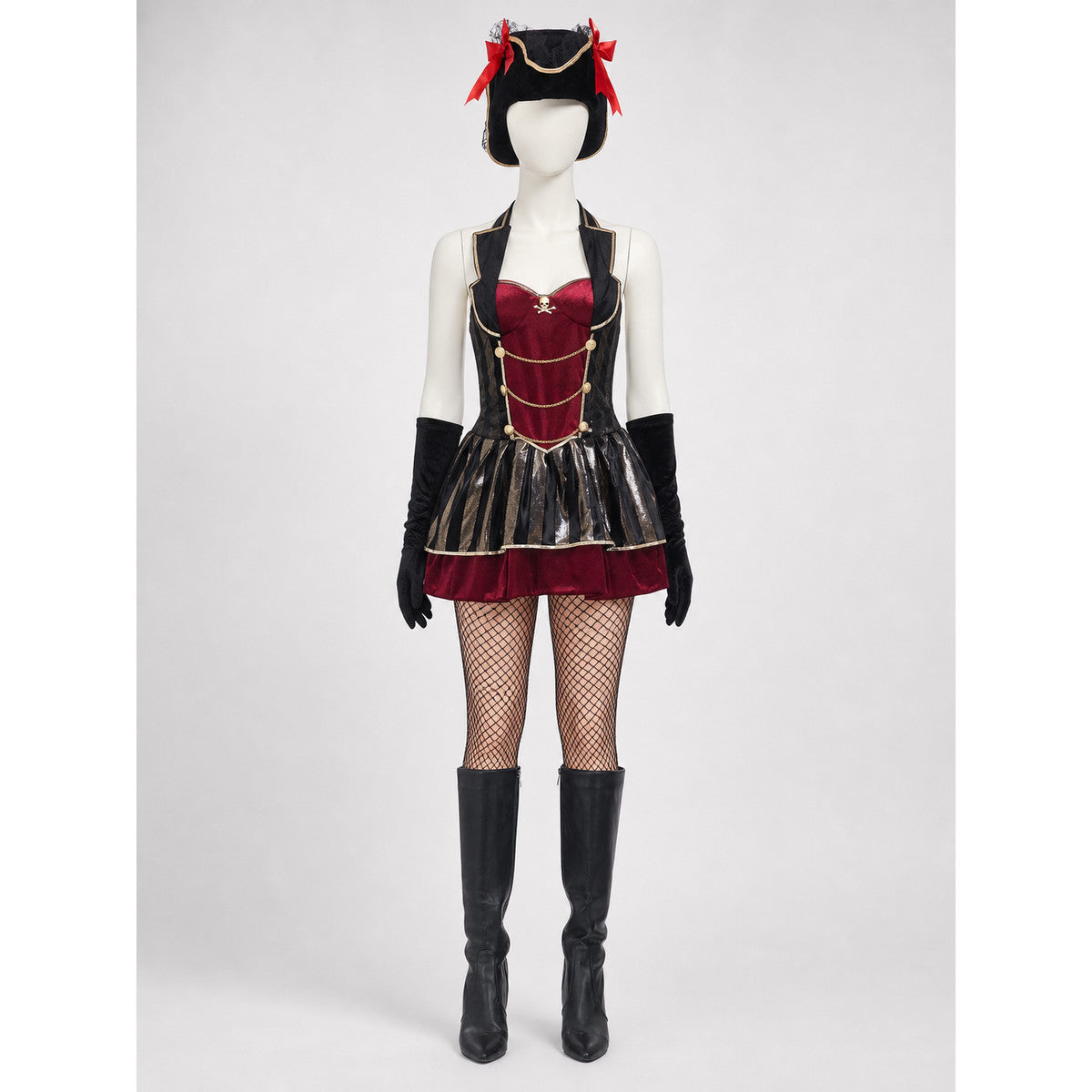 Pirate Costume with Skull and Gold Chains on-model view