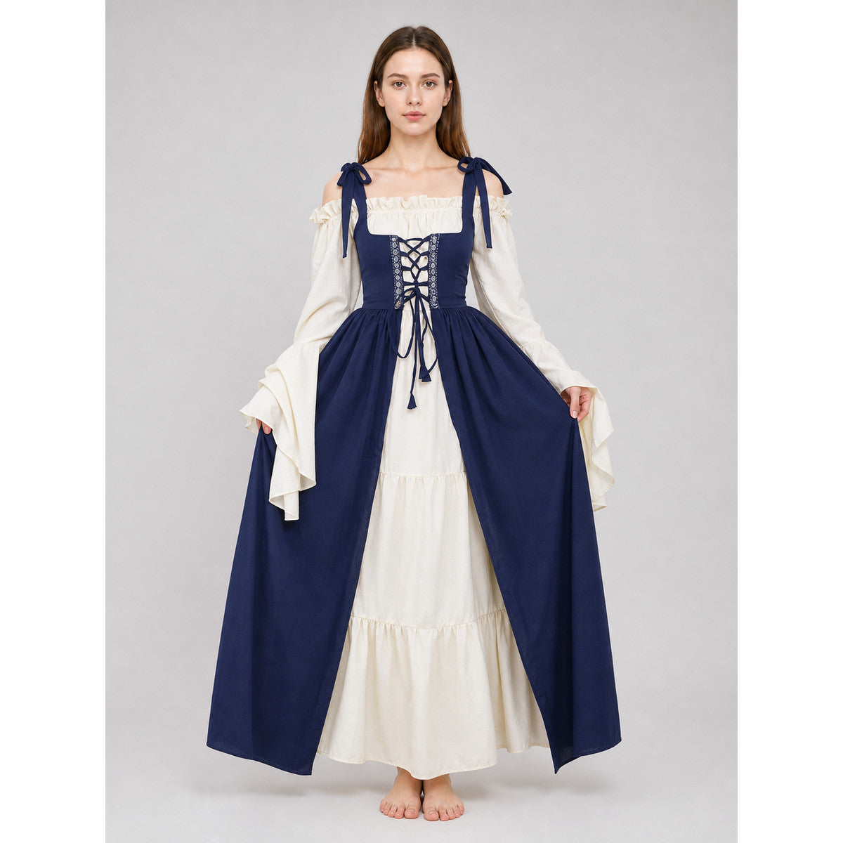 Renaissance-Style Costume Dress with Lacing on-model view