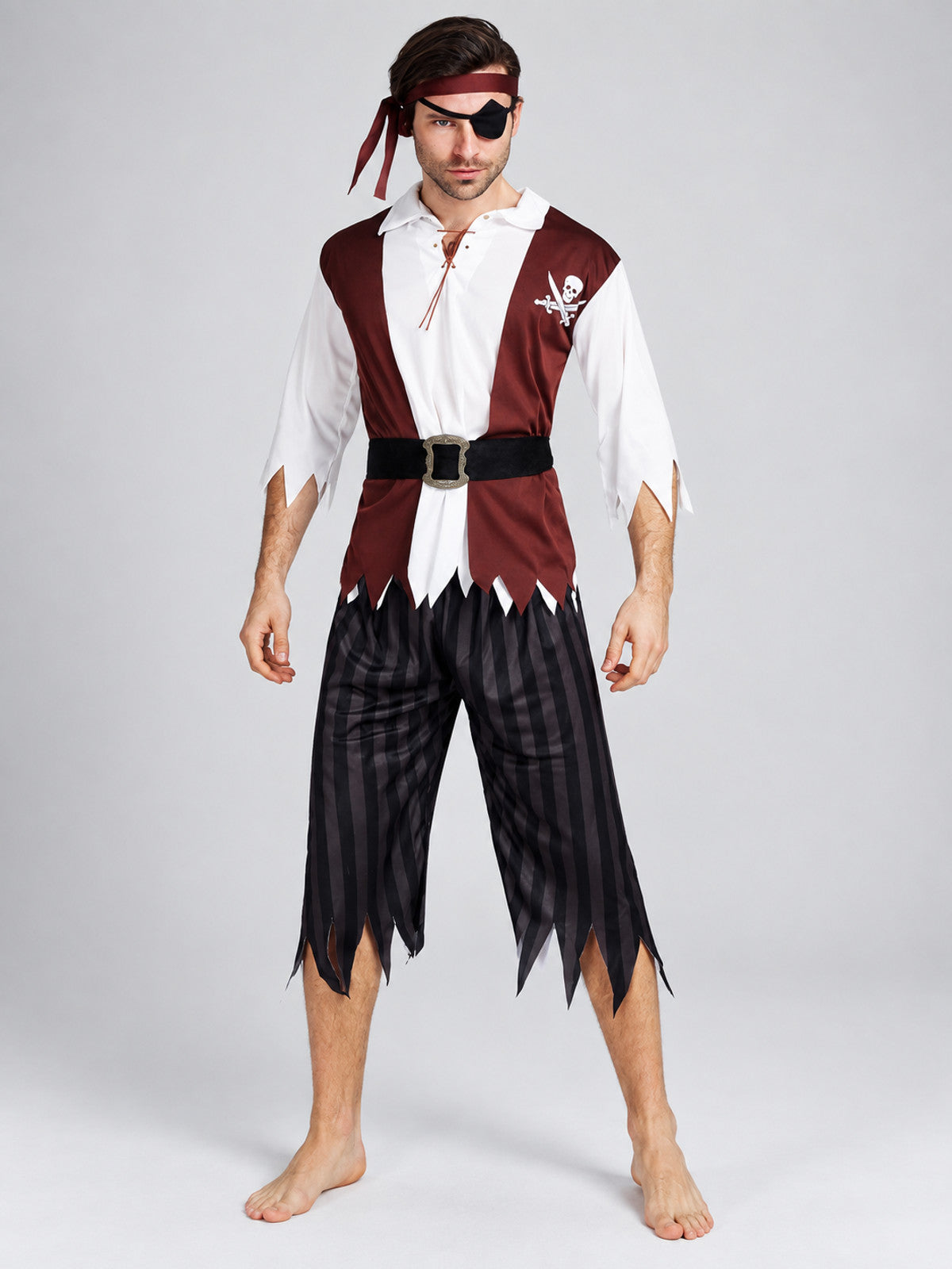 Pirate Carnival Costume with Vest, Bandana, and Eye Patch