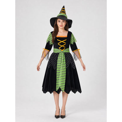 Witch-Style Costume Dress with Pointed Hat