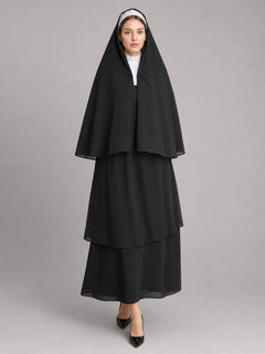 Black Carnival Cloak with White Headpiece
