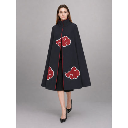 Dark Blue Carnival Cloak with Red Clouds front view