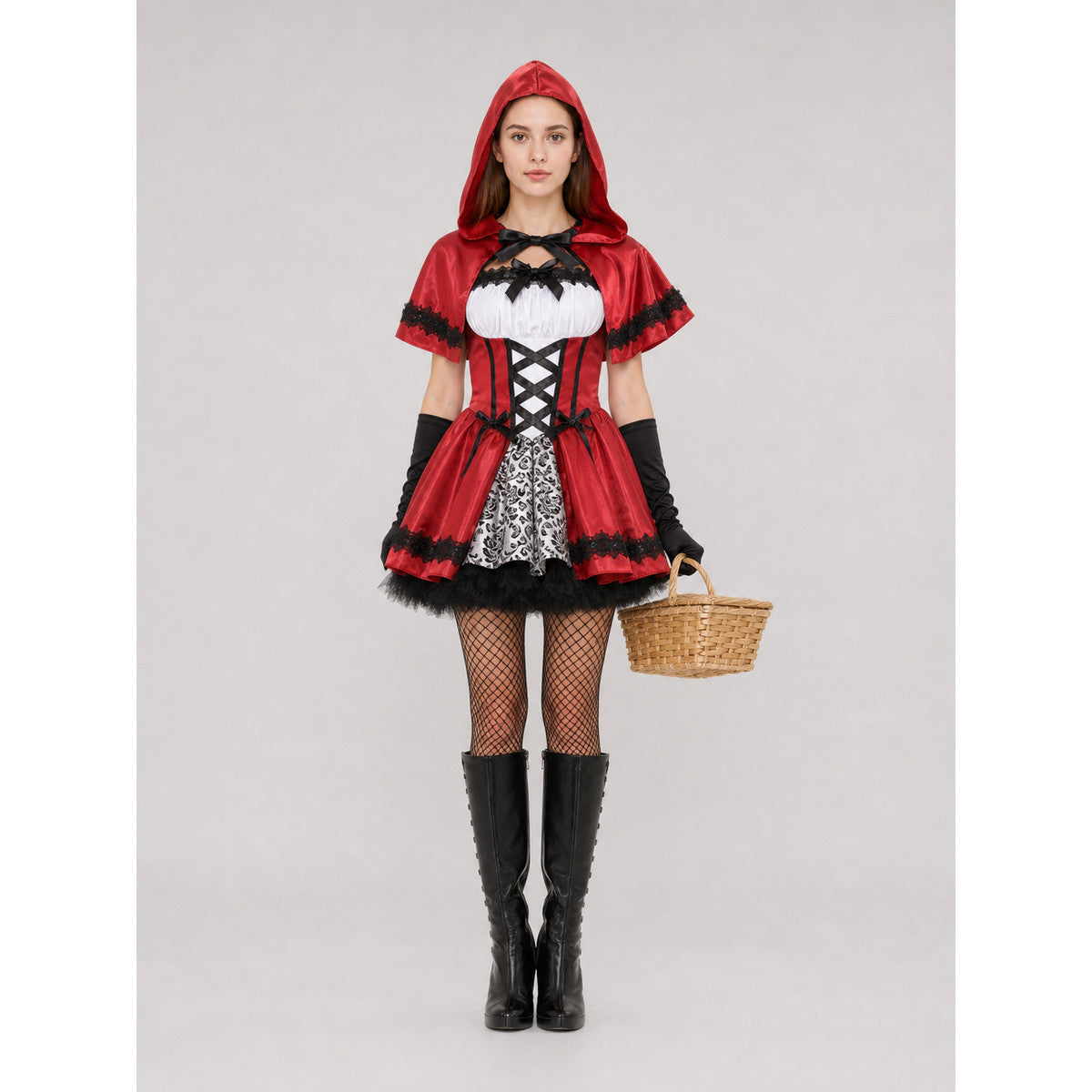 Little Red Riding Hood Costume for Halloween and Cosplay on-model view