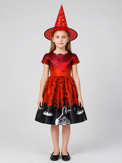 Halloween Princess Dress with Pointed Hat on-model view