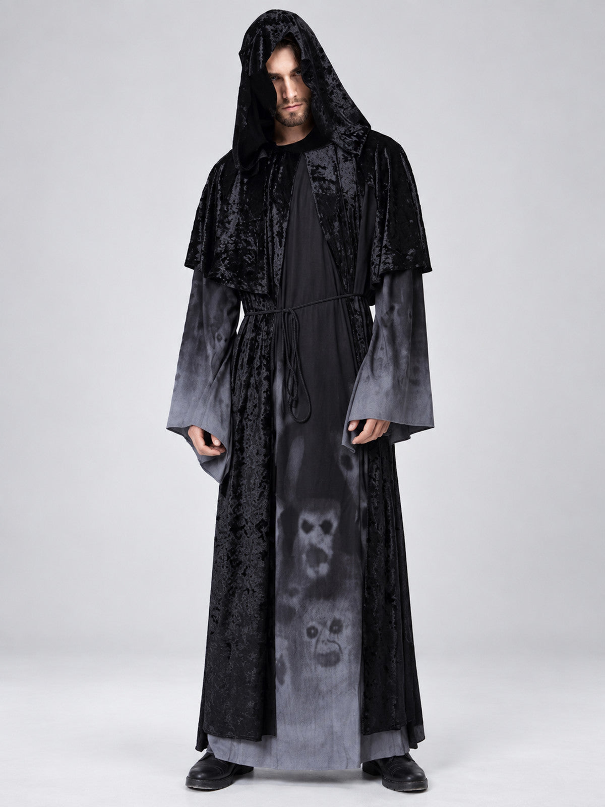 Vampire Halloween Costume with Hood, Cape, and Belt