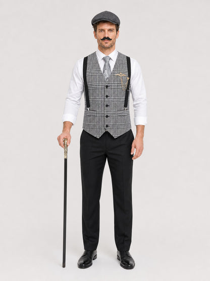 Plaid Vest Suit with Shirt and Accessories on-model view