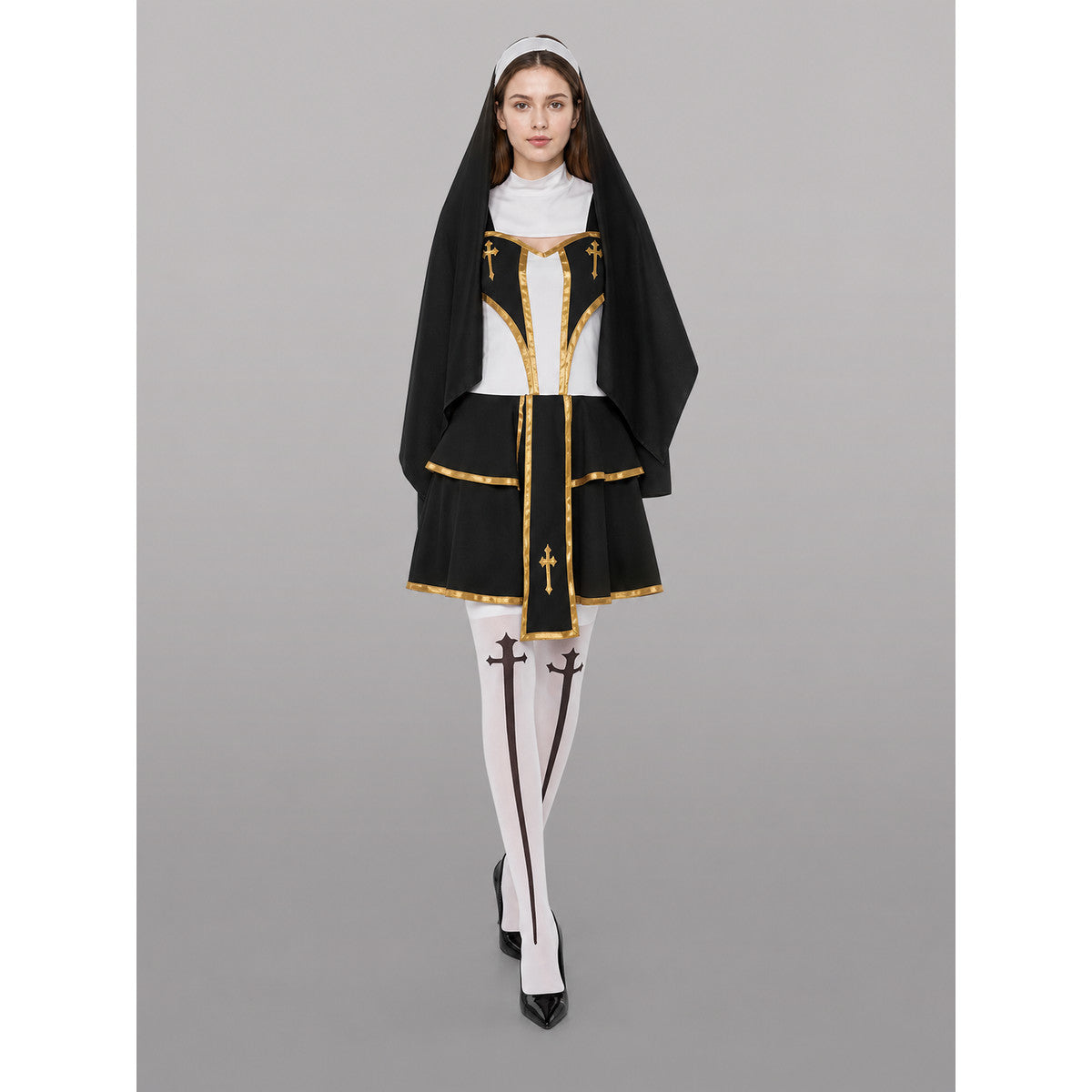 Ceremonial Vestment with a Cross and Gold Trim front view